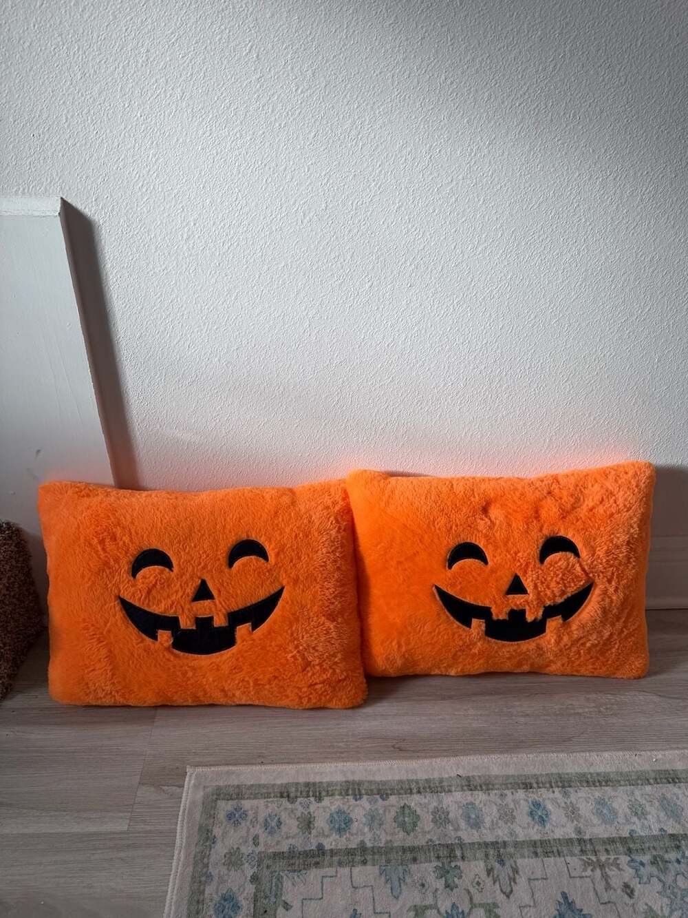 2-Pack Halloween Plush Jack-O-Lantern Throw Pillows Orange